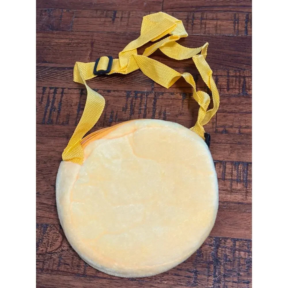 Yellow Mischievous Face Emoji Plush Cross Body Bag Strap New 6”